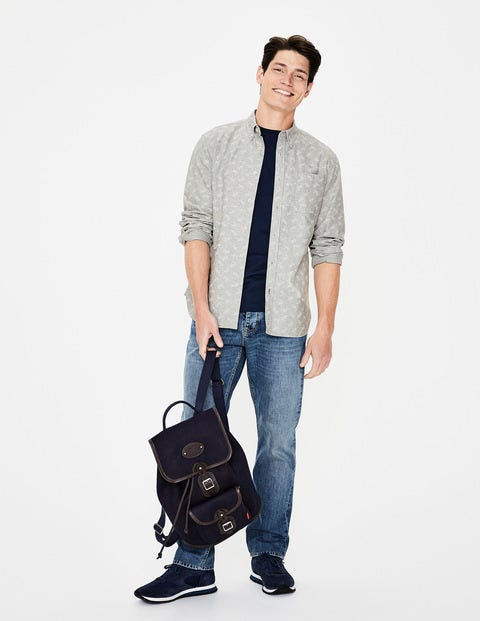 Slim Fit Oxford Shirt - Grey Marl Floral Slim Fit Oxford Shirt - Grey Marl Floral