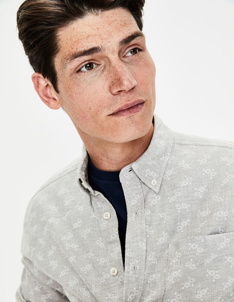 Slim Fit Oxford Shirt - Grey Marl Floral Slim Fit Oxford Shirt - Grey Marl Floral