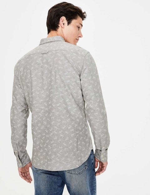 Slim Fit Oxford Shirt - Grey Marl Floral Slim Fit Oxford Shirt - Grey Marl Floral