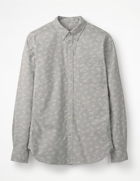 Slim Fit Oxford Shirt - Grey Marl Floral Slim Fit Oxford Shirt - Grey Marl Floral