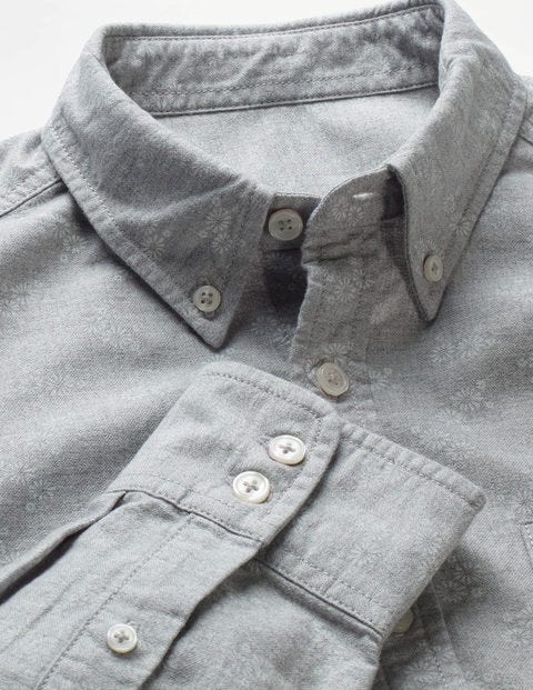 Slim Fit Oxford Shirt - Grey Marl Floral Slim Fit Oxford Shirt - Grey Marl Floral