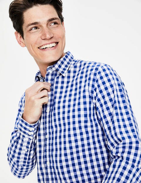 Slim Fit Poplin Pattern Shirt - Blue Wave Clip Dot Slim Fit Poplin Pattern Shirt - Blue Wave Clip Dot