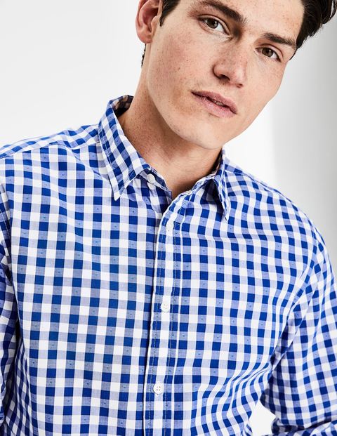Slim Fit Poplin Pattern Shirt - Blue Wave Clip Dot Slim Fit Poplin Pattern Shirt - Blue Wave Clip Dot