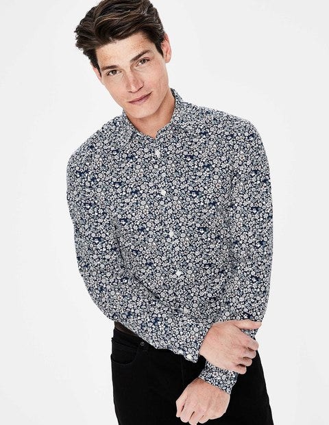 Printed Twill Shirt - Navy Floral Printed Twill Shirt - Navy Floral