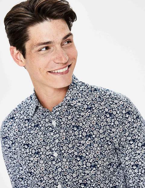 Printed Twill Shirt - Navy Floral Printed Twill Shirt - Navy Floral