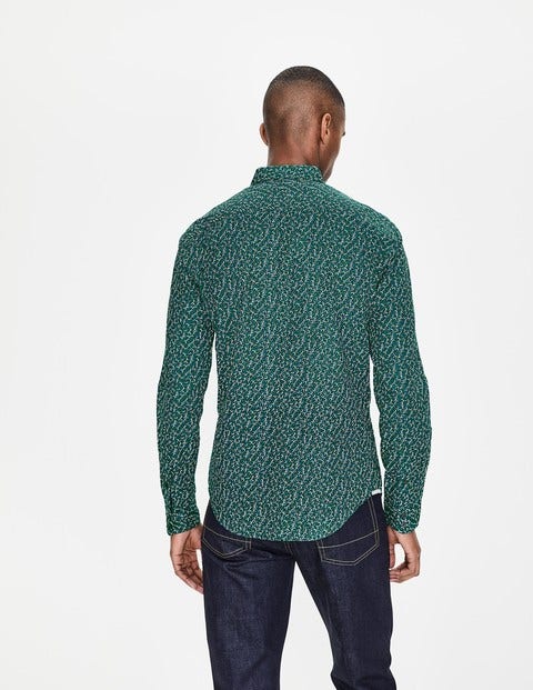 Slim Fit Printed Twill Shirt - Richmond Green Floral Slim Fit Printed Twill Shirt - Richmond Green Floral