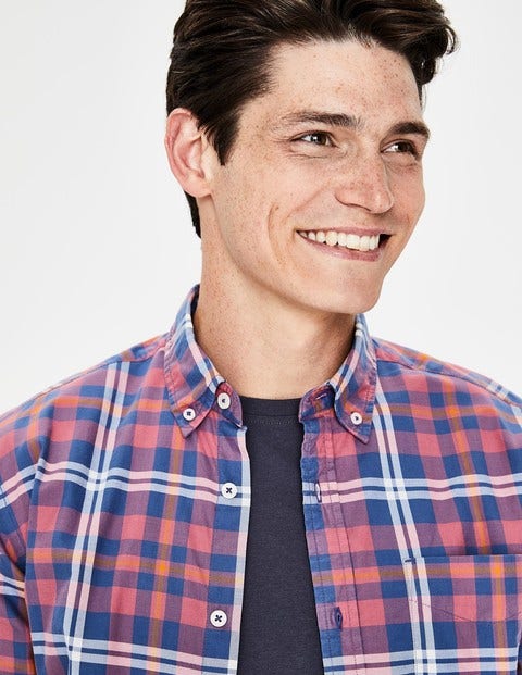 Casual Twill Shirt - Washed Berry Check Casual Twill Shirt - Washed Berry Check