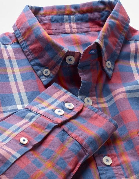 Casual Twill Shirt - Washed Berry Check Casual Twill Shirt - Washed Berry Check