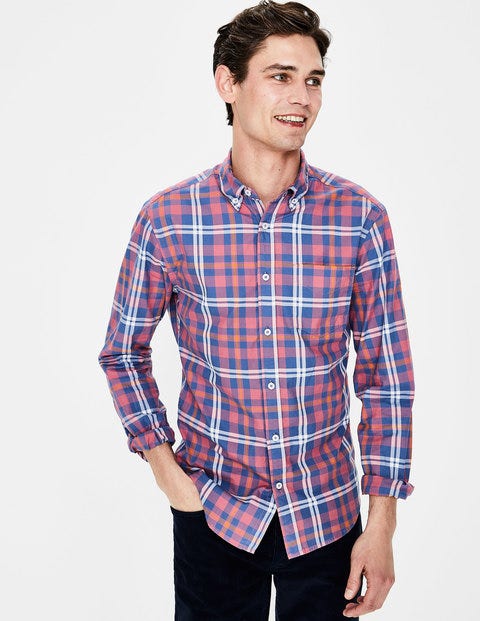 Slim Fit Casual Twill Shirt - Washed Berry Check Slim Fit Casual Twill Shirt - Washed Berry Check