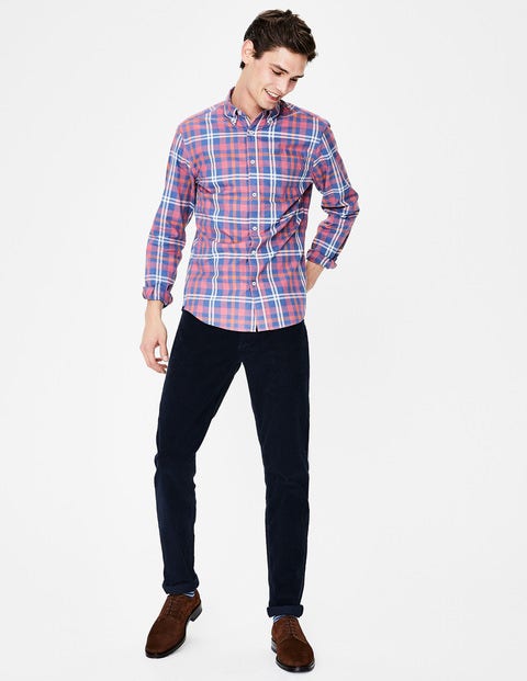 Slim Fit Casual Twill Shirt - Washed Berry Check Slim Fit Casual Twill Shirt - Washed Berry Check