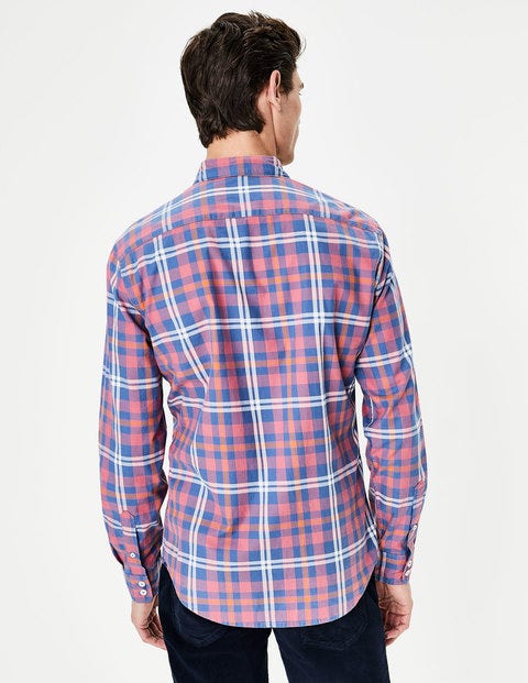 Slim Fit Casual Twill Shirt - Washed Berry Check Slim Fit Casual Twill Shirt - Washed Berry Check