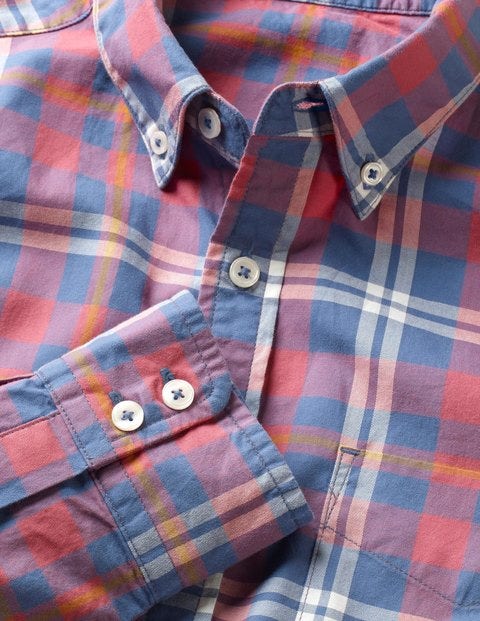 Slim Fit Casual Twill Shirt - Washed Berry Check Slim Fit Casual Twill Shirt - Washed Berry Check