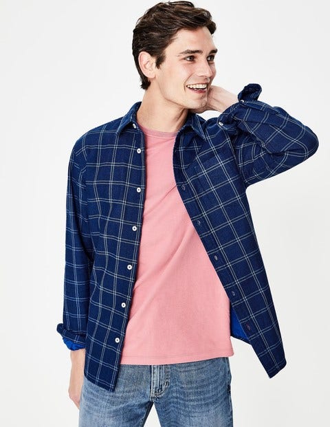 Double Cloth Shirt - Indigo Windowpane Double Cloth Shirt - Indigo Windowpane