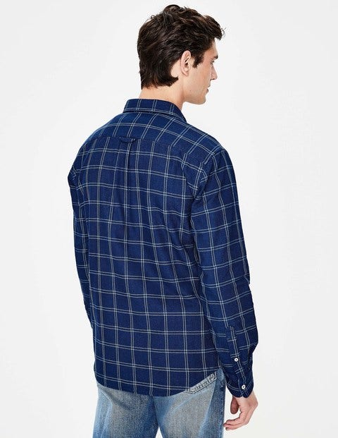 Double Cloth Shirt - Indigo Windowpane Double Cloth Shirt - Indigo Windowpane