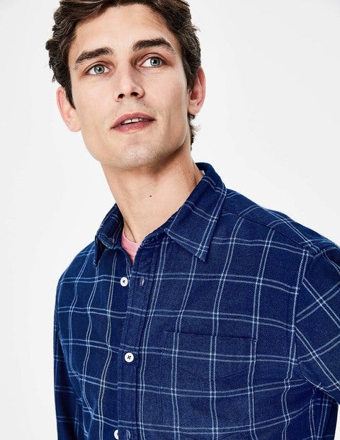 Double Cloth Shirt - Indigo Windowpane Double Cloth Shirt - Indigo Windowpane