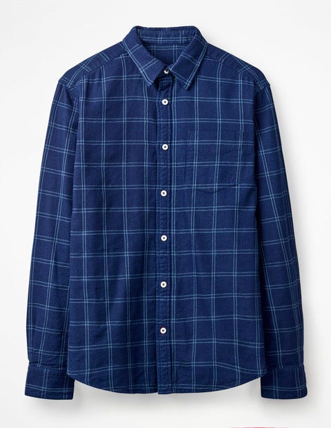 Double Cloth Shirt - Indigo Windowpane Double Cloth Shirt - Indigo Windowpane