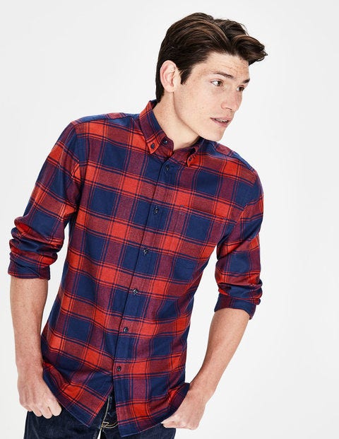 Lightweight Flannel Shirt - Blazer Red Marl Check Lightweight Flannel Shirt - Blazer Red Marl Check