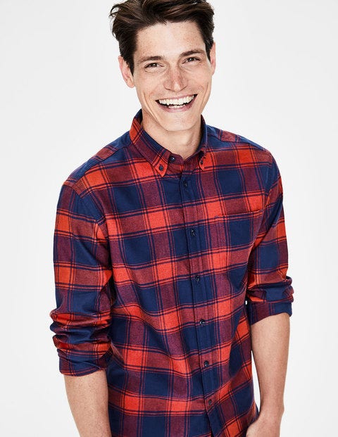 Lightweight Flannel Shirt - Blazer Red Marl Check Lightweight Flannel Shirt - Blazer Red Marl Check