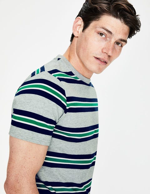 Wide Stripe T-Shirt - Grey Marl Stripe Wide Stripe T-Shirt - Grey Marl Stripe