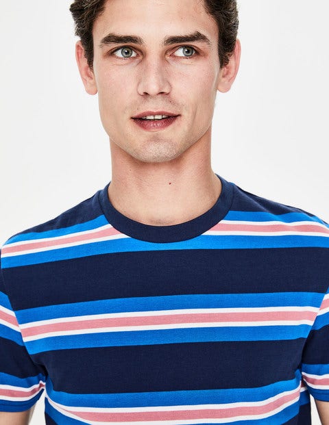 T-Shirt Mit Breiten Streifen - Schuluniform-Navy, Gestreift T-Shirt Mit Breiten Streifen - Schuluniform-Navy, Gestreift