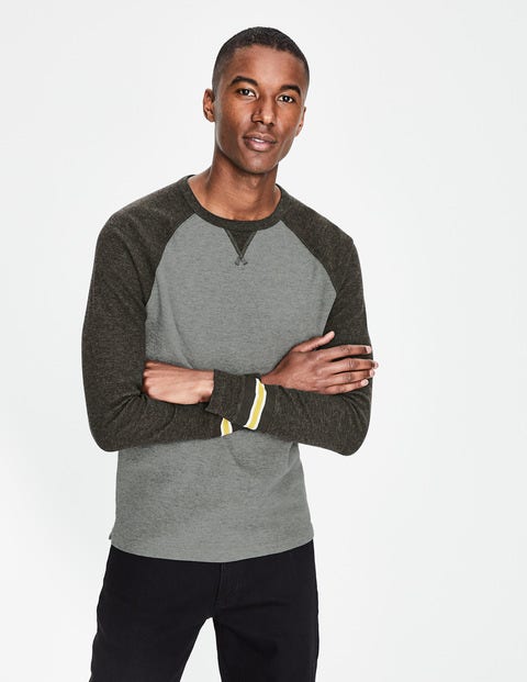 Long Sleeve Waffle Raglan - Grey Marl Colourblock Long Sleeve Waffle Raglan - Grey Marl Colourblock
