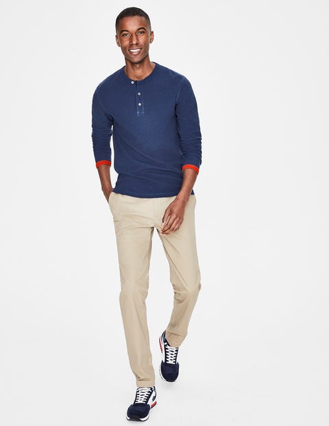 Long Sleeve Waffle Henley - School Navy Long Sleeve Waffle Henley - School Navy