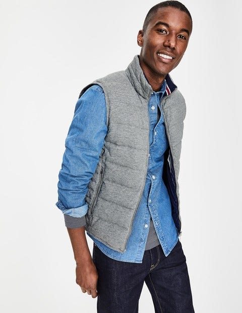 Jersey Quilted Gilet - Grey Marl Jersey Quilted Gilet - Grey Marl