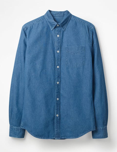 Slim Fit Denim Shirt - Washed Denim Slim Fit Denim Shirt - Washed Denim