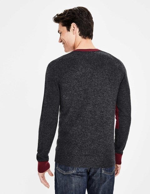 Cashmere Crew Neck - Port Colourblock Cashmere Crew Neck - Port Colourblock