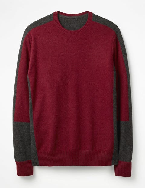 Cashmere Crew Neck - Port Colourblock Cashmere Crew Neck - Port Colourblock