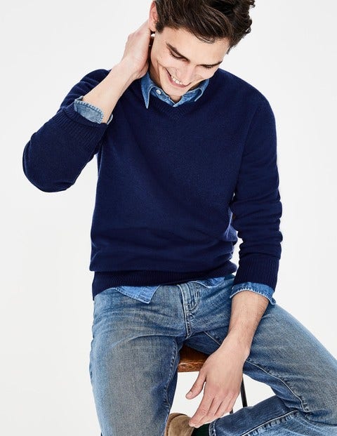 Cashmere V-Neck - Bright Navy Cashmere V-Neck - Bright Navy