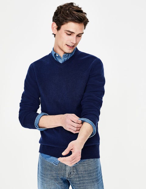 Cashmere V-Neck - Bright Navy Cashmere V-Neck - Bright Navy