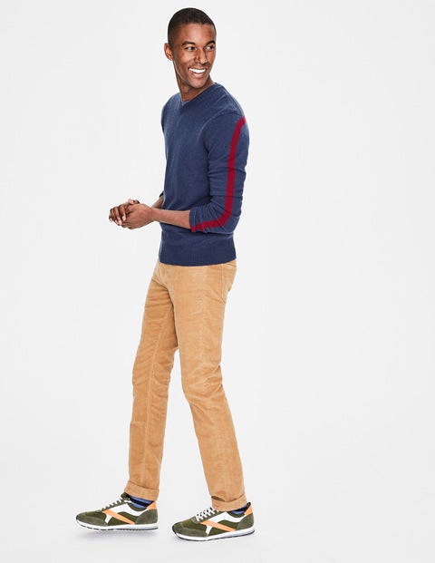 Cashmere V-Neck - School Navy Colourblock Cashmere V-Neck - School Navy Colourblock