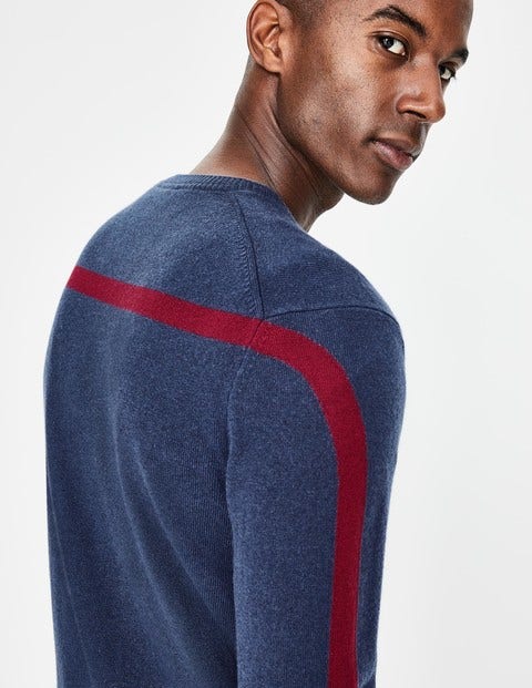 Cashmere V-Neck - School Navy Colourblock Cashmere V-Neck - School Navy Colourblock