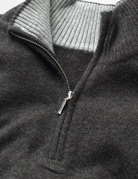 Cashmere Half-Zip - Dark Grey Marl Cashmere Half-Zip - Dark Grey Marl