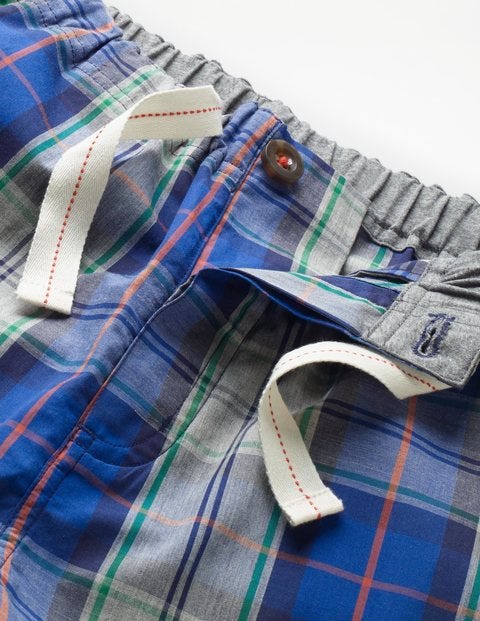 Cotton Poplin Pyjama Bottoms - Bright Blue Multi Check Cotton Poplin Pyjama Bottoms - Bright Blue Multi Check