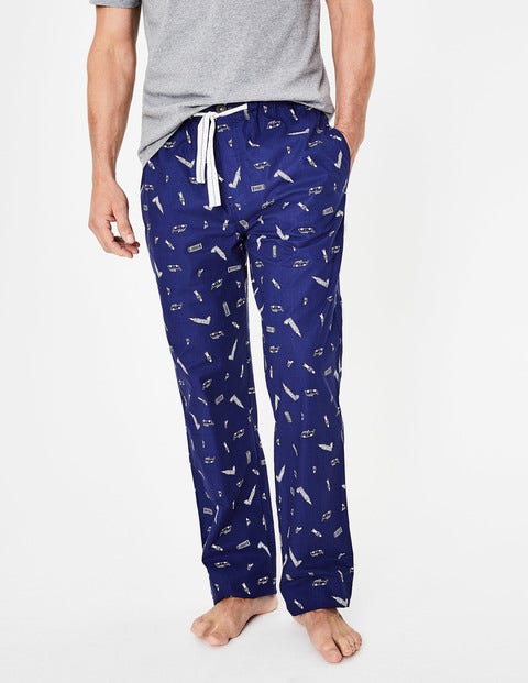 Cotton Poplin Pull-Ons - Navy London Print Cotton Poplin Pull-Ons - Navy London Print