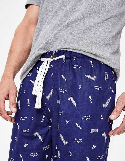 Cotton Poplin Pull-Ons - Navy London Print Cotton Poplin Pull-Ons - Navy London Print