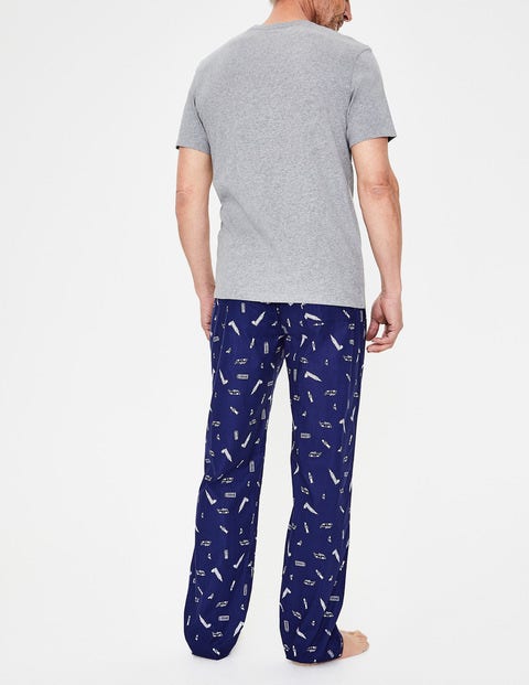 Cotton Poplin Pull-Ons - Navy London Print Cotton Poplin Pull-Ons - Navy London Print