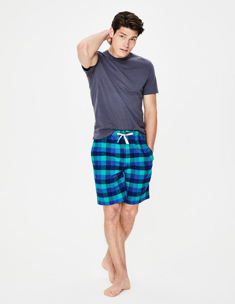 Brushed Cotton Lounge Shorts - Blues Multi Gingham Brushed Cotton Lounge Shorts - Blues Multi Gingham
