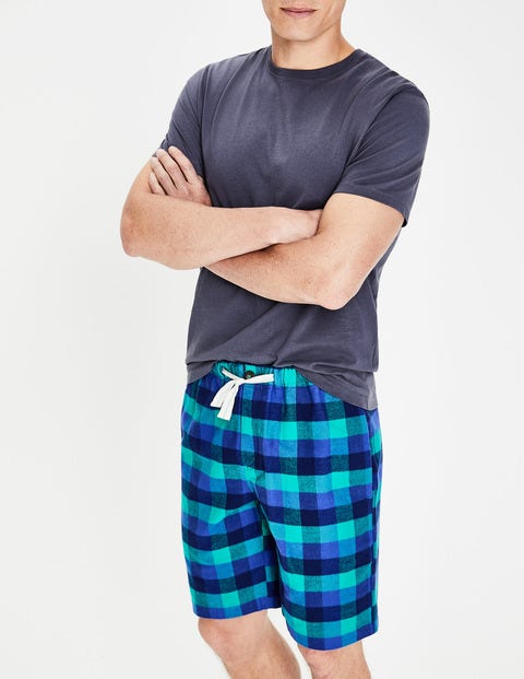 Brushed Cotton Lounge Shorts - Blues Multi Gingham Brushed Cotton Lounge Shorts - Blues Multi Gingham