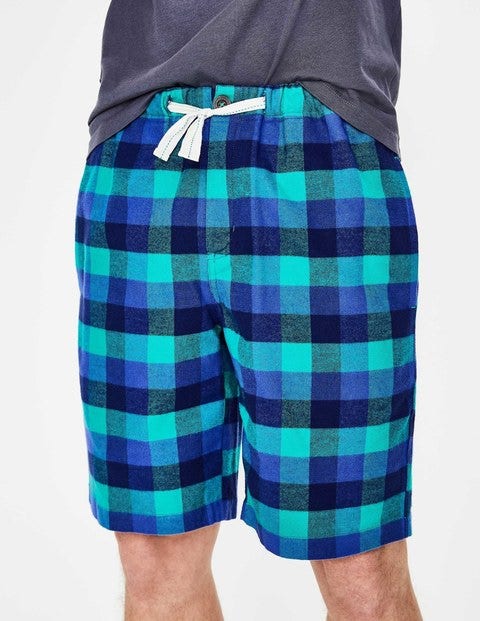 Brushed Cotton Lounge Shorts - Blues Multi Gingham Brushed Cotton Lounge Shorts - Blues Multi Gingham