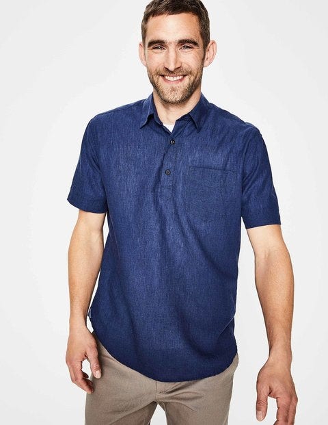 Linen Cotton Popover - Deep Navy Linen Cotton Popover - Deep Navy
