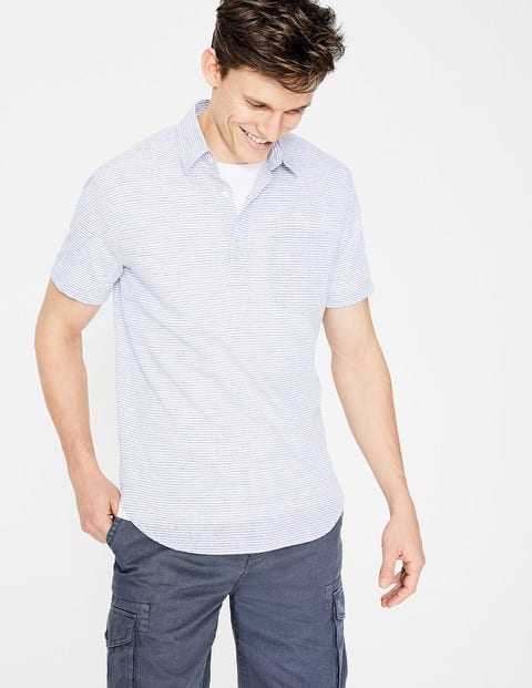 Linen Cotton Popover - Navy Blue Stripe Linen Cotton Popover - Navy Blue Stripe