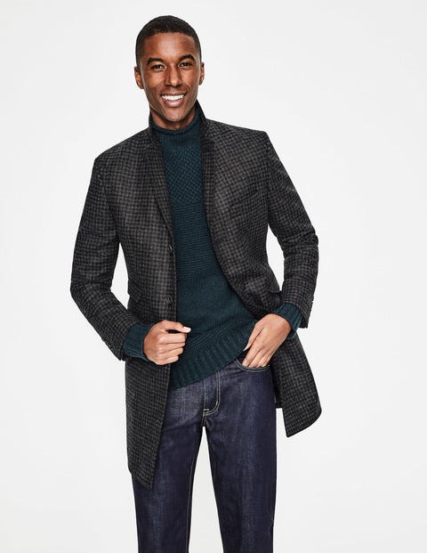 British Tweed Overcoat - Charcoal Houndstooth British Tweed Overcoat - Charcoal Houndstooth