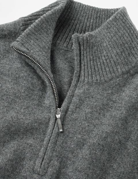 Cashmere Half-Zip - Grey Marl Stripe Cashmere Half-Zip - Grey Marl Stripe
