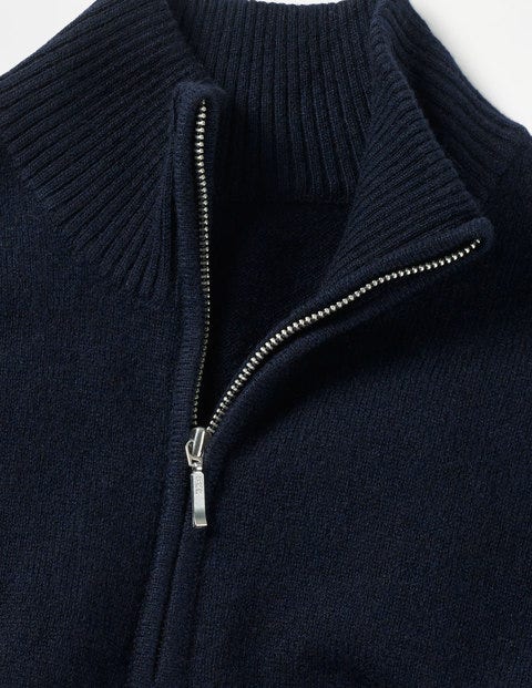 Cashmere Half-Zip - Navy/Golden Wheat Stripe Cashmere Half-Zip - Navy/Golden Wheat Stripe