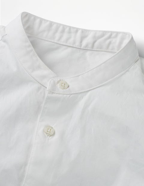 Grandad Collar Shirt - White Self- Stripe Grandad Collar Shirt - White Self- Stripe
