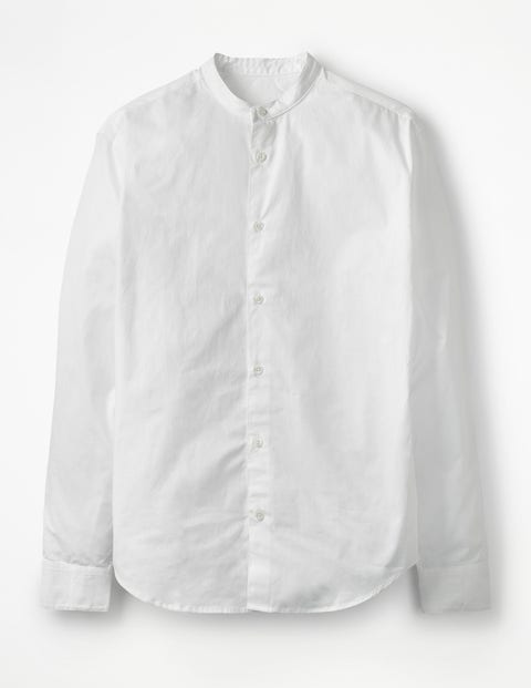 Grandad Collar Shirt - White Self- Stripe Grandad Collar Shirt - White Self- Stripe