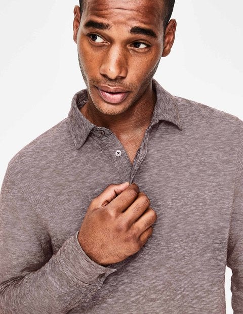 Long Sleeve Polo - Deep Raisin Feeder Stripe Long Sleeve Polo - Deep Raisin Feeder Stripe